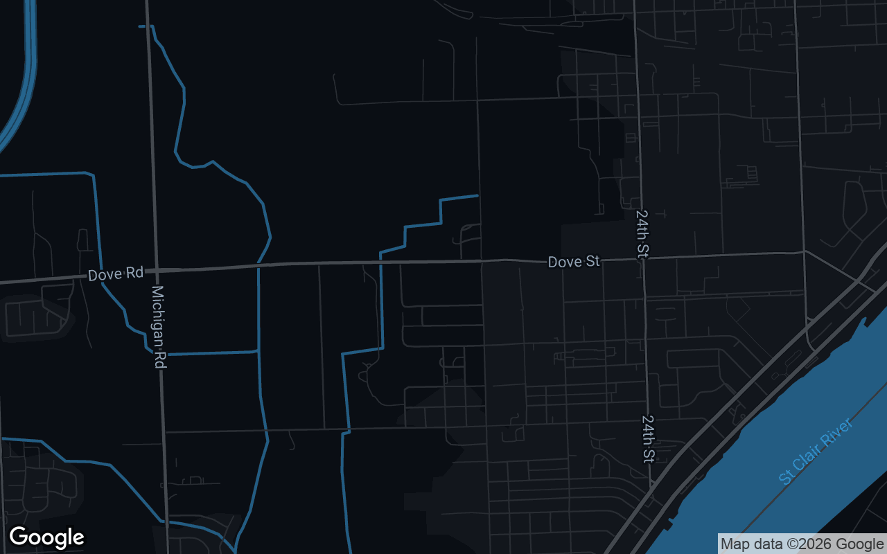 Map showing Blue Water Fitness at 3329 Dove Rd, Port Huron, MI, 48060